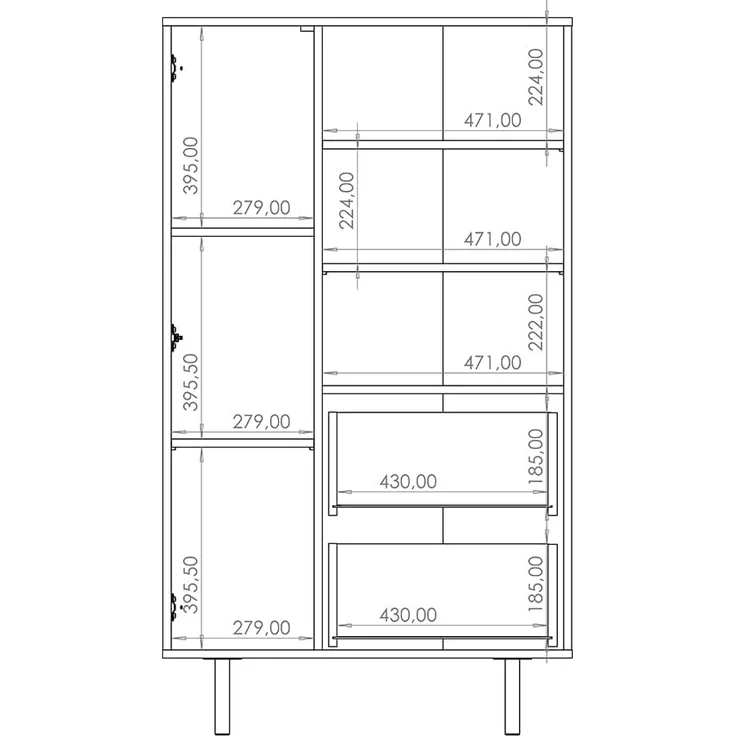 Lomadox Highboard NADOR-132, in Kaschmir, goldfarbene Metallgriffe und -füße – Bild 7