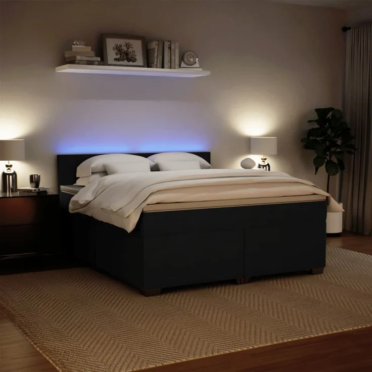 vidaXL Boxspringbett mit Matratze Schwarz 180x200 cm Samt 3288674 – Bild 4