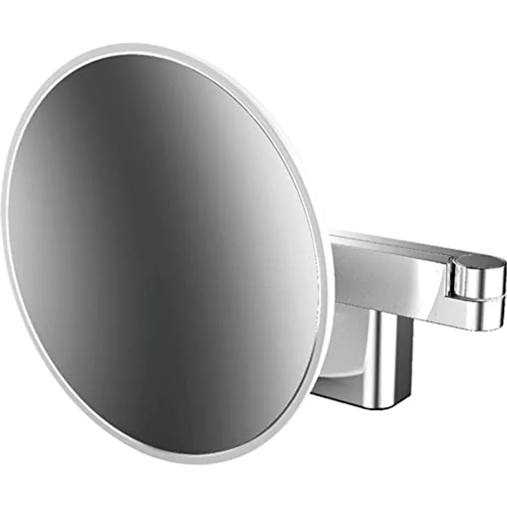 Emco Evo LED Kosmetik- und Rasierspiegel, runder Wandspiegel mit dimmbarer 5-fach Vergrößerung und Chrom-Optik, 120 x 230 x 430 mm