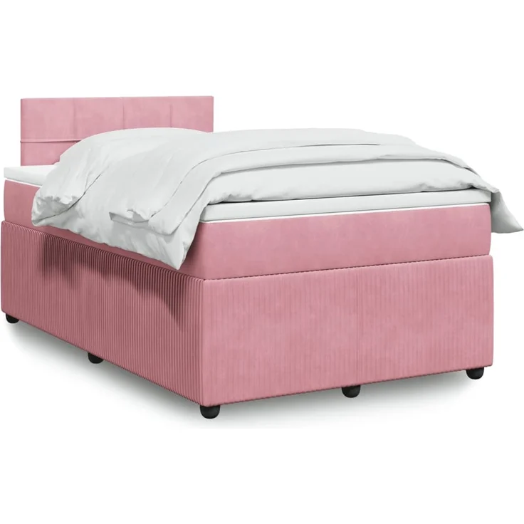 vidaXL Boxspringbett mit Matratze Rosa 120x190 cm Samt 3287691 – Bild 1