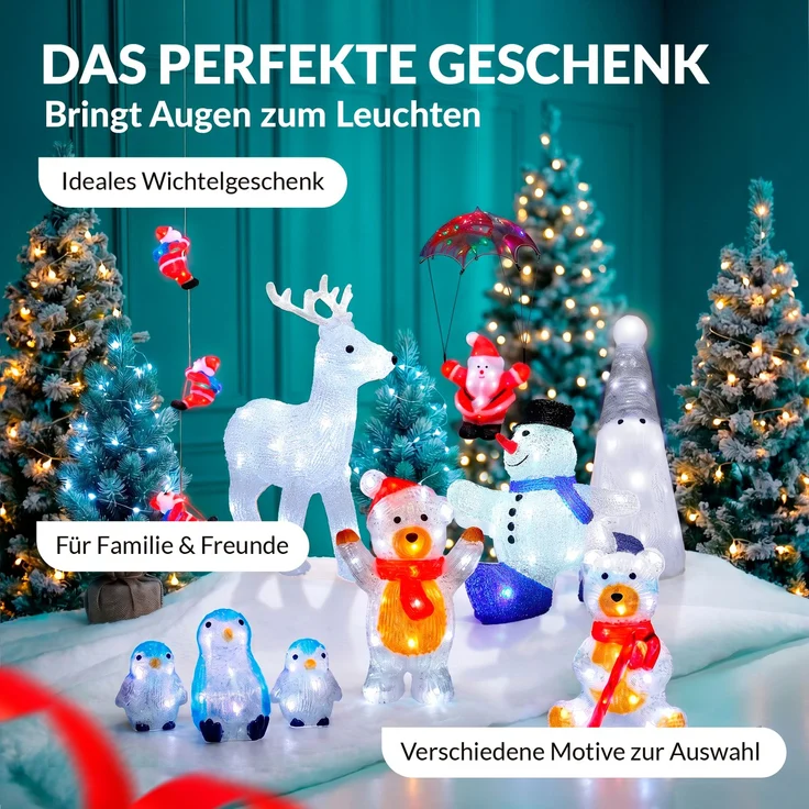 Deuba LED Acryl Figur Außen Weihnachtsmann Trio beleuchtet Weihnachtsdeko Weihnachten Weihnachtsfigur – Bild 7