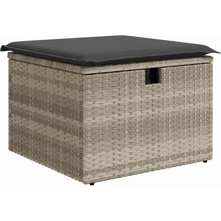vidaXL Garten-Sofa-Set mit Kissen 4 pcs Hellgrau Poly Rattan 3358851 – Bild 6
