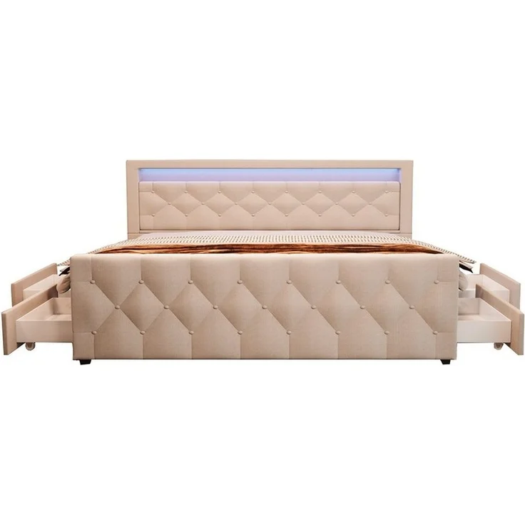 HOME DELUXE Polsterbett VELARA - 140 x 200 cm Beige – Bild 3