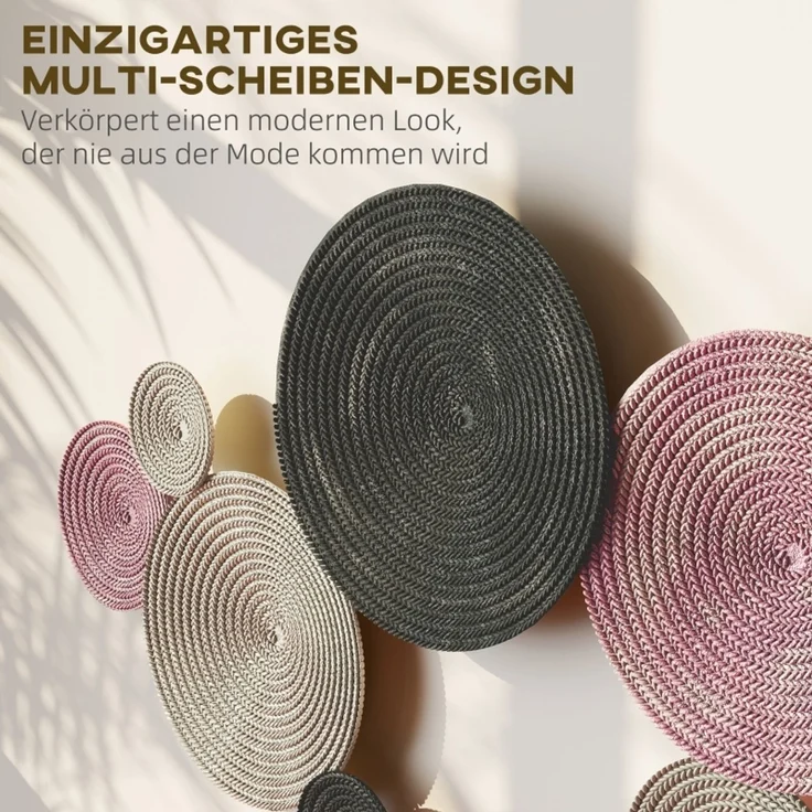 Wanddekor-Set im Disk-Design, 8 Metallscheiben, vielseitig einsetzbar, Mehrfarbig--Bronze--110x7x58cm--YOUDENOVA – Bild 4
