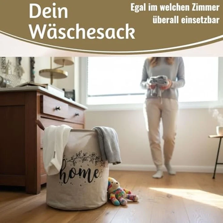 LS-LebenStil Wäschekorb Vintage Wäschesack Home 62L Faltbar Wäschesammler Wäschetruhe (Faltbar - Wäschebox Wäschesammler Wäschesortierer Aufbewahrungsbox mit Griffen für Kleidung, Handtücher, Spielzeug) – Bild 7
