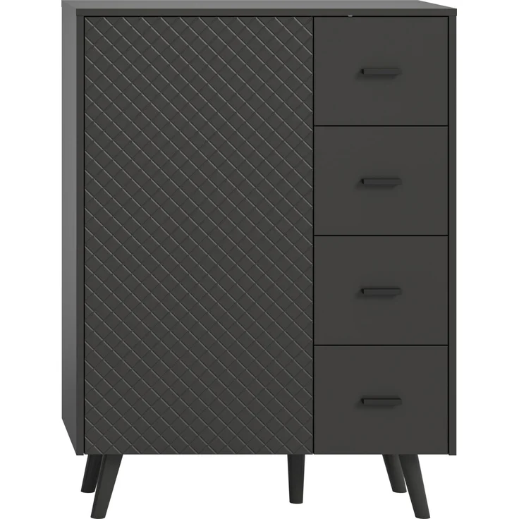 Kommode (B/H/T: 84x114x37 cm) in grau matt tiefzieh – Bild 2