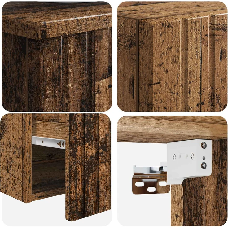 vidaXL Badezimmerschrank-Set 2 stk. Altholz 33 x 34,5 x 100 cm 3406141 – Bild 6