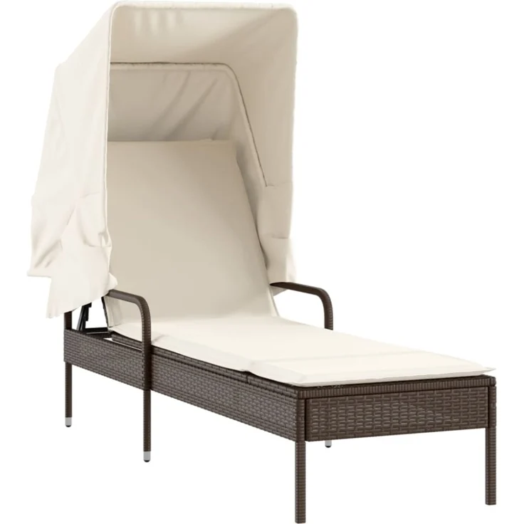 vidaXL Sonnenliege mit Dach Braun Poly Rattan 368189 – Bild 10