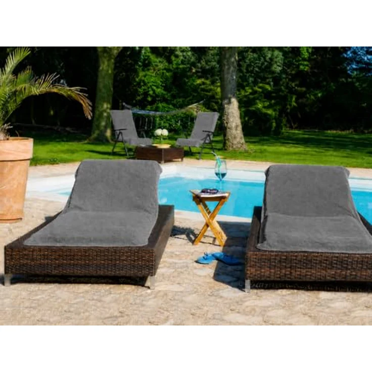 Brandsseller Schonbezug für Gartenliege, Strandliegenauflage, Frottee Schonbezug, 100% Baumwolle (ca. 75x200 cm, Anthrazit) – Bild 5