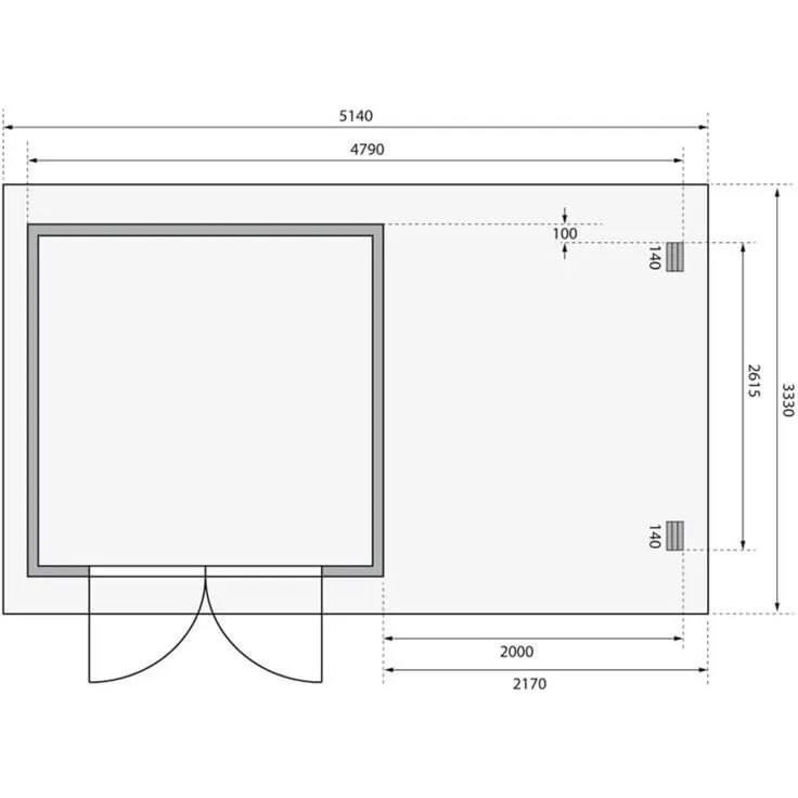 Gartenhaus Bastrup 5 - 480x297 cm mit Anbaudach 2,00 m mit Rückwand, 28 mm Holz naturbelassen, Karibu – Bild 2