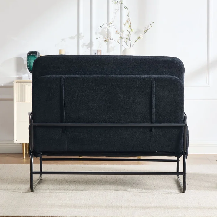 ZUBALIYA Schlafsofa 85x92 cm, mit Stauraum, mit Chenille - Bezug, mit breiten Armlehnen, mit Schaumstoffpolsterung, Schwarz – Bild 13