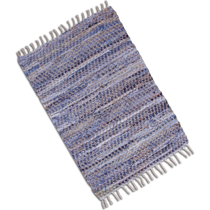 Teppich Läufer Matte Unterlage Vorleger Fußabtreter, breite Auswahl an modernen Fleckerl- und Baumwollteppichen (90x150cm / Jeans Bone) – Bild 5