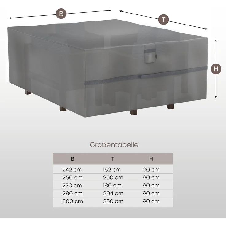 SANZARO 'Premium' Abdeckung Gartenmöbel, winterfest, Polyester grau, 250 x 250 x 90 cm – Bild 3
