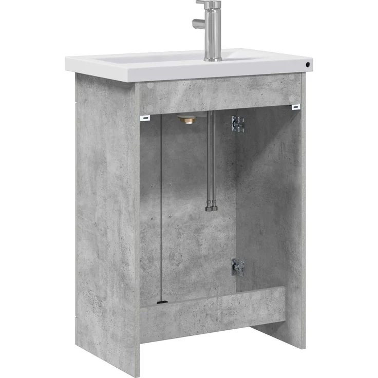 vidaXL Badezimmermöbel-Set Betongrau 61 x 40 x 84,5 cm Holzwerkstoff 3404353 – Bild 7