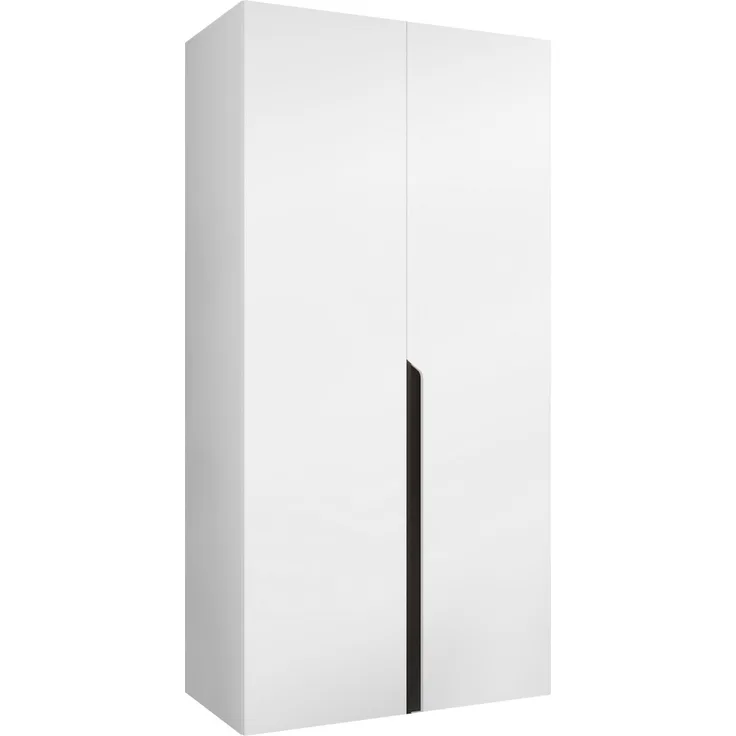 Kleiderschrank Veluna I 100 (Farbe: Weiß / Weiß + Schwarz)