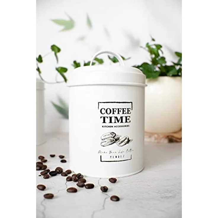 3 Vorratsdosen aus Metall Kaffeedose Zuckerdose Teedose Vorratsgefäß Vorratsbehälter Weiß – Bild 4