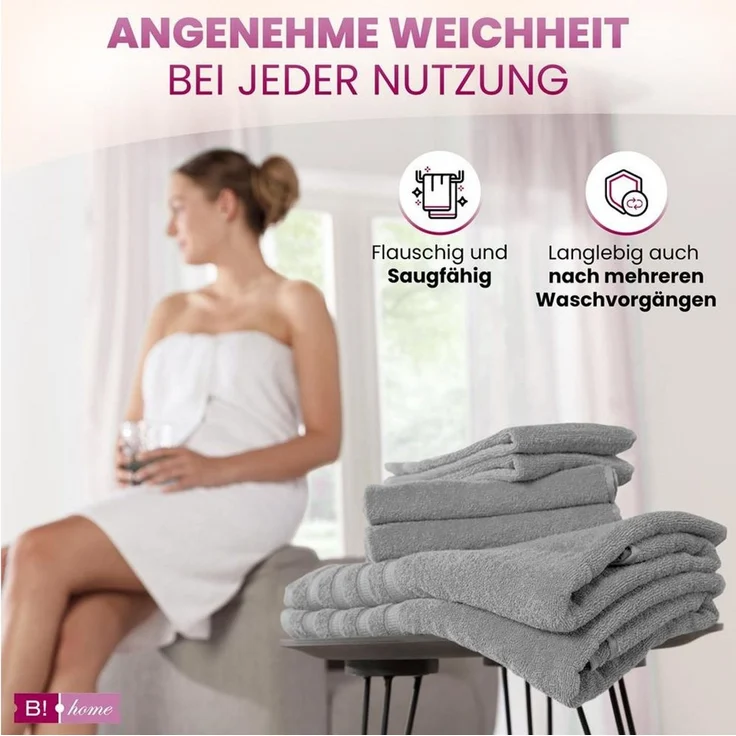 4er Set Duschtücher Plain grau 70x140 - Farbe: Grau, Größe: 70x140 – Bild 2