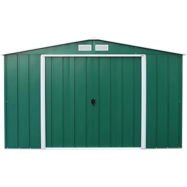 Duramax ECO 10x10 (9.16 m²) Metallgerätehaus, feuerverzinktes Metall gerätehaus - Geräteschuppen, verstärkte Dachkonstruktion, wartungsfreier und wetterfester Metallschuppen, Grün – Bild 8