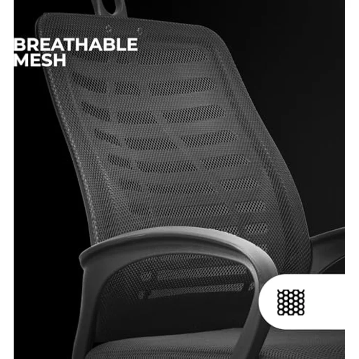 Mars Gaming MGC-ERGOB, Ergonomischer Gaming-Stuhl, Atmungsaktive Netz-Sitzfläche und Rückenlehne, Verstellbare Kopfstütze, Höhenverstellbar 110.5 und 120.5cm, Wippsystem von 3° bis 18°, Schwarz – Bild 6