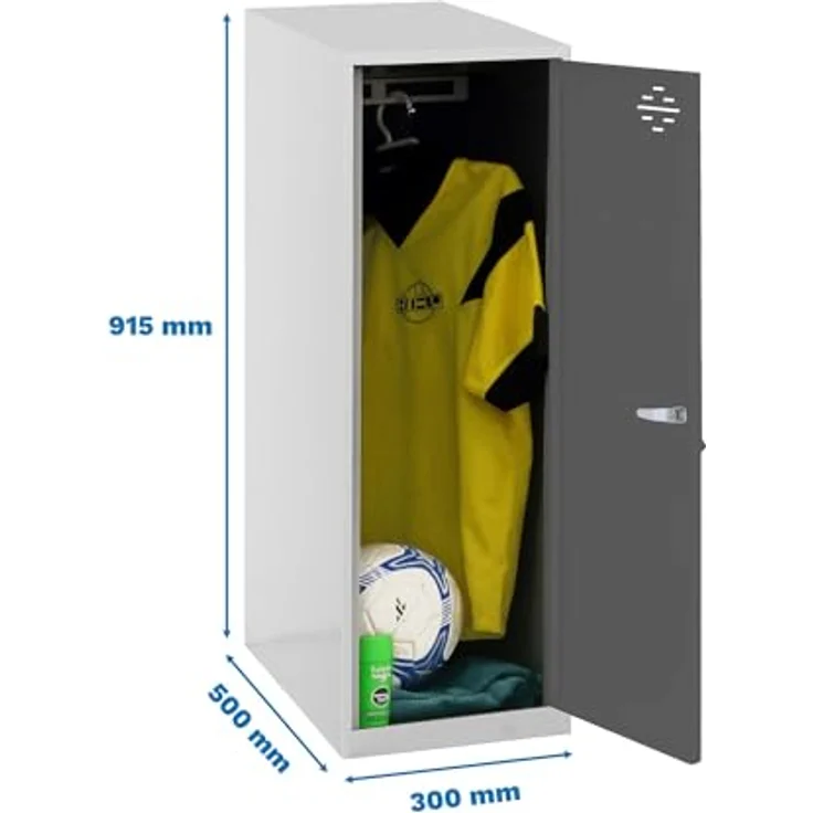 SimonRack Simonlocker Kommode, klein, 915 x 300 x 500 mm, Amario aus Metall, inkl. Schlüssel, Grau/Anthrazit – Bild 3