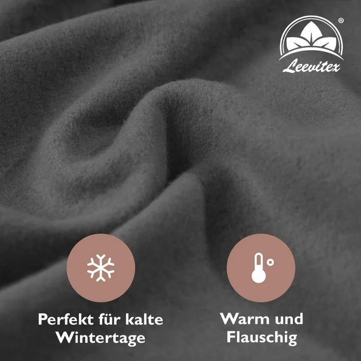 leevitex® Spannbettlaken für kalte Nächte – angenehm weich, passgenau, farbstark & pflegeleicht, Molton, Gummizug: rundum, (1 Stück), verschiedene Größen und Farben, 80% Baumwolle 20% Polyester, 25cm Steg – Bild 3