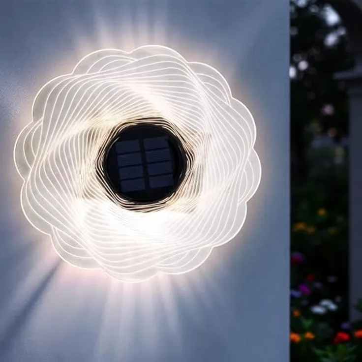 Spetebo LED Wandleuchte Solar Blume transparent - 18 cm, Solar betrieben, LED fest integriert, warm weiß, inklusive Erdspieß und Montagematerial