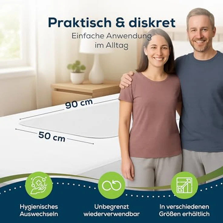 Sensalou Inkontinenzauflage 50x90 cm wasserdichte Bett Inkontinenzunterlage waschbar, atmungsaktiv – Bild 3
