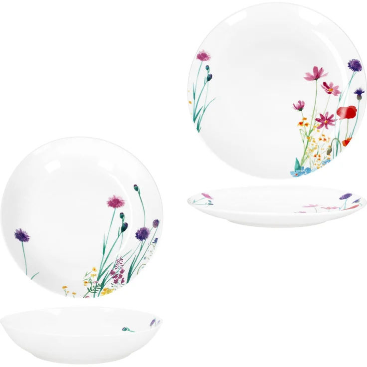 12tlg Tafelservice Marie Porzellan 6 Personen Speiseteller Suppenteller Blumen – Bild 5