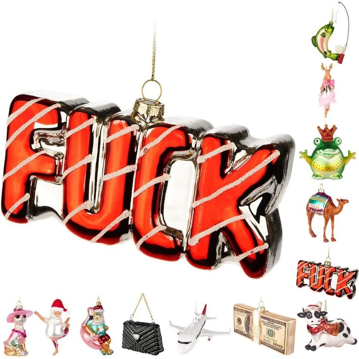 BRUBAKER Weihnachtsbaumkugel Handbemalte Weihnachtskugel - viele lustige Motive - Glas Baumkugel (1 St), Christbaumschmuck Figuren Deko Anhänger Christbaumkugel Weihnachtsdeko – Bild 5