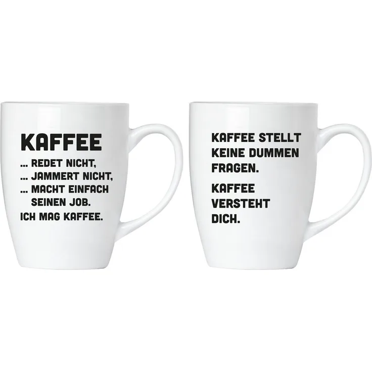 Kaffee jammert nicht! Tassen Set aus Keramik - Grußkarte und Geschenkpackung