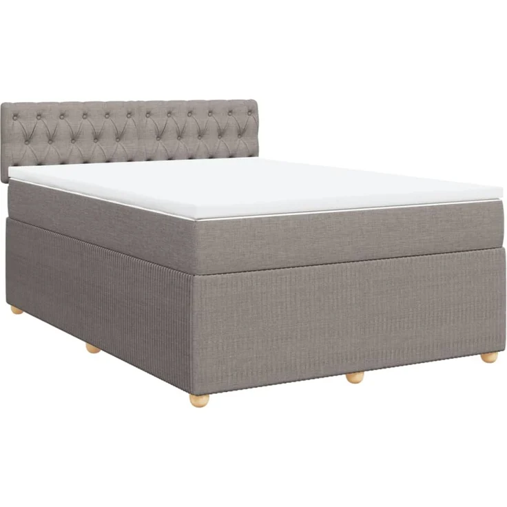 vidaXL Boxspringbett mit Matratze Taupe 160x200 cm Stoff 3289818 – Bild 3
