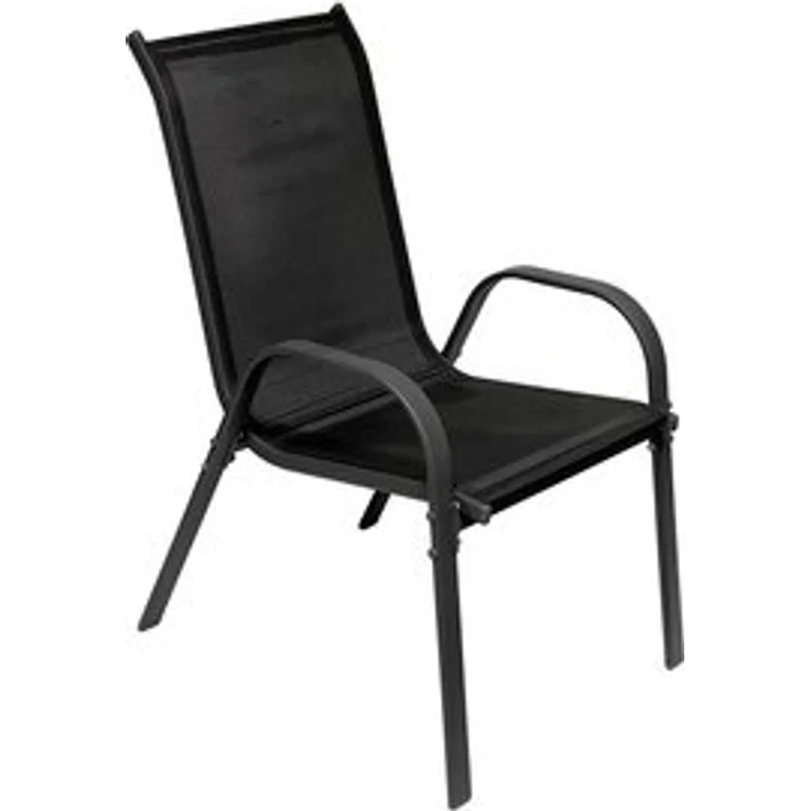 Outdoorstuhl Gartenstuhl Stapelstuhl Metall Anthrazit Textilen schwarz – Bild 3