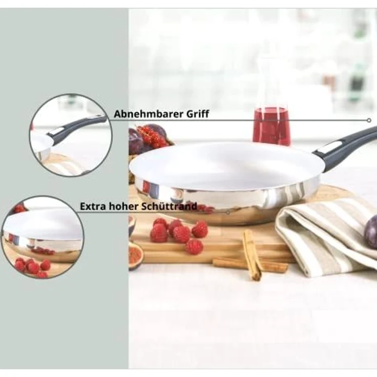 Genius Bratpfanne Cerafit Steel Pfanne 20 cm, Aluminium (1 Bratpfanne), für alle Herdarten, abnehmbarer Griff – Bild 2