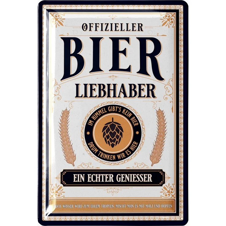 LANOLU Blechschild Bier Liebhaber - 20x30cm – Metall – Mehrfarbig – 20152 – Bild 1