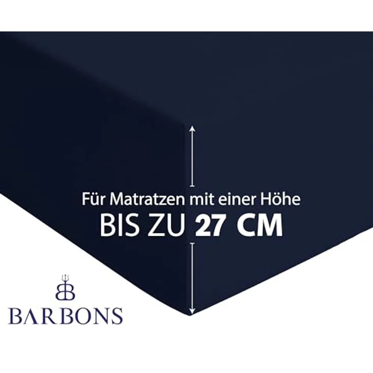 BARBONS Spannbettlaken 140x200 cm - 100% Baumwolle Spannbettlaken, Oeko-TEX Zertifiziert, Bettlaken Jersey, Spannbetttuch, Matratzenhöhe bis 25 cm (Navy - 140x200) – Bild 4