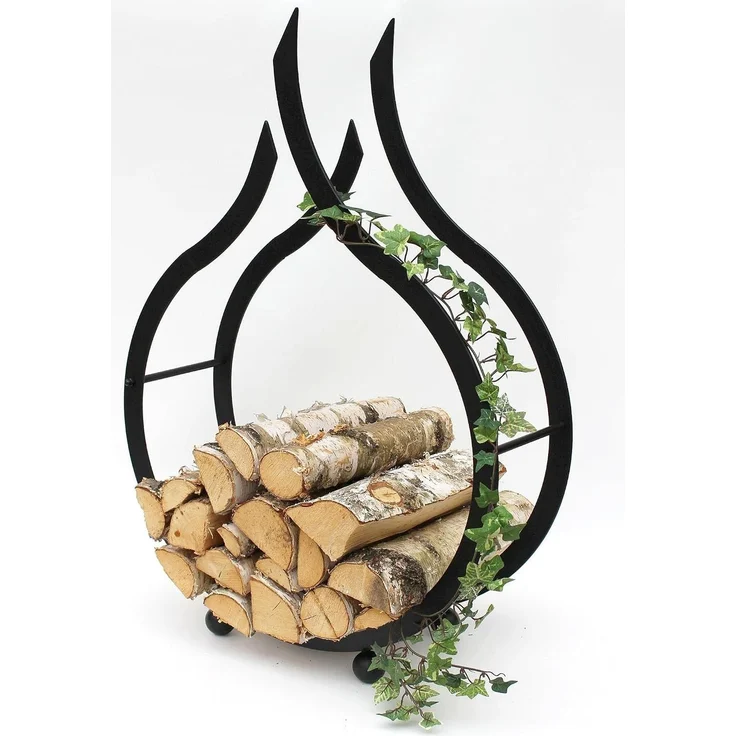 Kaminholzregal Flamme Kaminholzständer 78 cm Holzkorb Kaminholzhalter Holzregal – Bild 8
