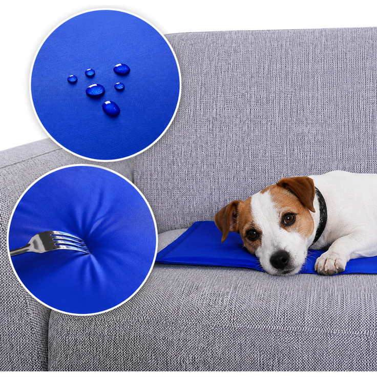lionto Kühlmatte, angenehme Abkühlung für Hunde & Katzen, selbstkühlend & sicher, ideal für Sommer & Reisen, Blau, 50x40 cm – Bild 5