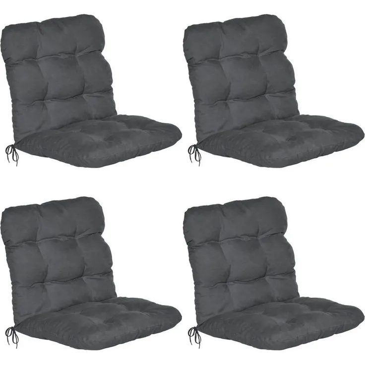 Beautissu 4er Set Niederlehner Auflage Flair NL 100 x 50 x 8 cm Graphitgrau