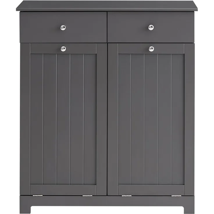 SoBuy BZR33-DG Wäscheschrank, MDF, Lackiert, Dunkelgrau, 78 x 91 x 37 cm
