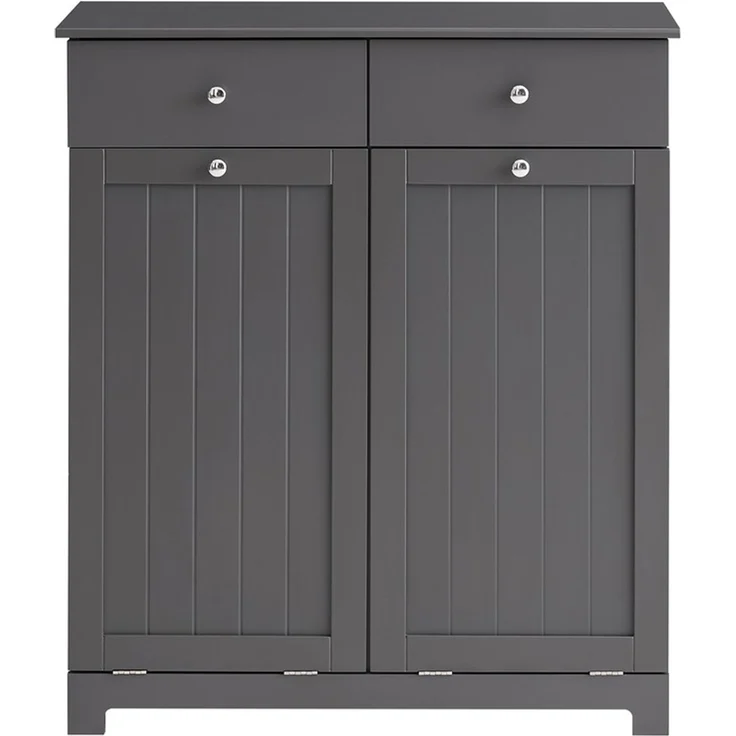 SoBuy BZR33-DG Wäscheschrank, MDF, Lackiert, Dunkelgrau, 78 x 91 x 37 cm – Bild 1