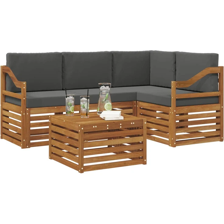 vidaXL Outdoor-Sofagarnitur 5 stk. 4-Sitzer Natur und Anthrazit 3374787 – Bild 3