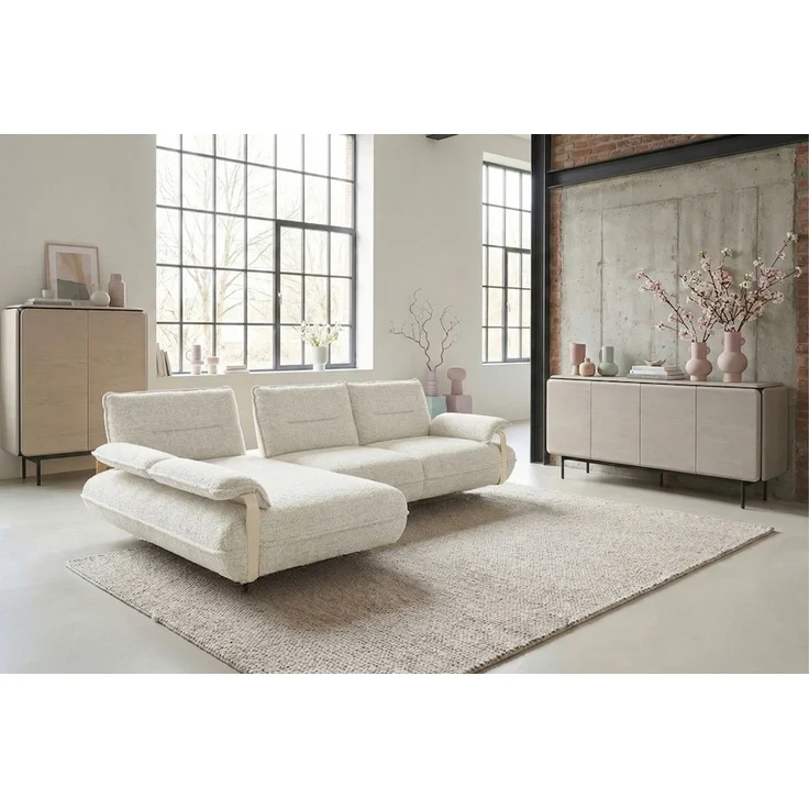 KAWOLA Ecksofa ANISSA Stoff cremeweiß manuelle Rückenverstellung Longchair links 84 x 185 x 297 cm – Bild 6