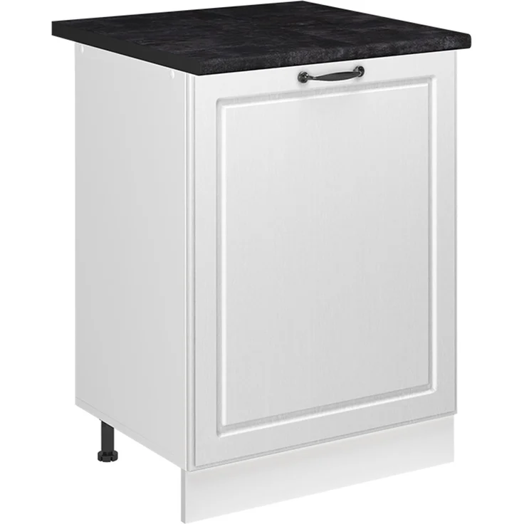 Küchenunterschrank R-Line Weiß Landhaus/Weiß 60 cm mit 1 Tür Arbeitsplatte Anthrazit Vicco – Bild 1