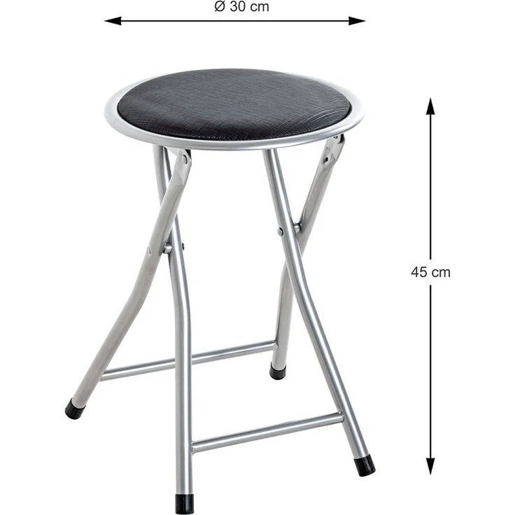 Klapphocker Olga / Ouzo, Kunstleder, Metall, Schwarz, 30 x 45 x 30 cm – Bild 5