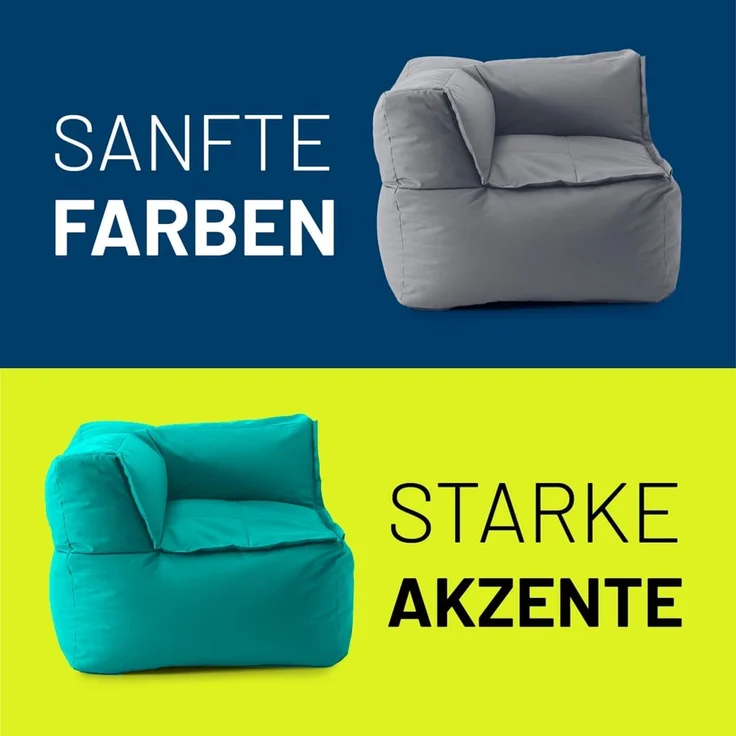 Lumaland Sitzsack-Sofa, Polyester, Eckteil, Türkis, 70 x 81 x 81 cm – Bild 8