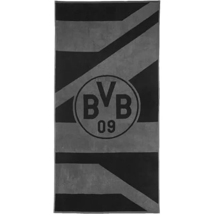BVB Handtuch BVB Duschtuch grau/schwarz 70x140 cm, Baumwolle (Packung, 1-St)