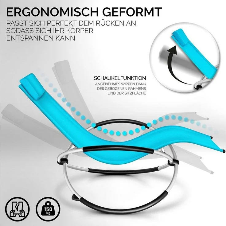 tillvex Gartenliege Relaxliege Gartenliege, Liegestuhl wetterfest Schwungliege 180 kg Belastung Gartenstuhl – Bild 2