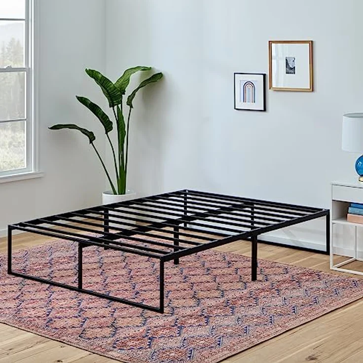 Linenspa Moderner Bettrahmen – Metallbett mit Lattenrost aus Stahl – 30 cm Stauraum unter Bestgestell – Schnelle Montage – Bett 140x200 cm, Schwarz – Bild 4