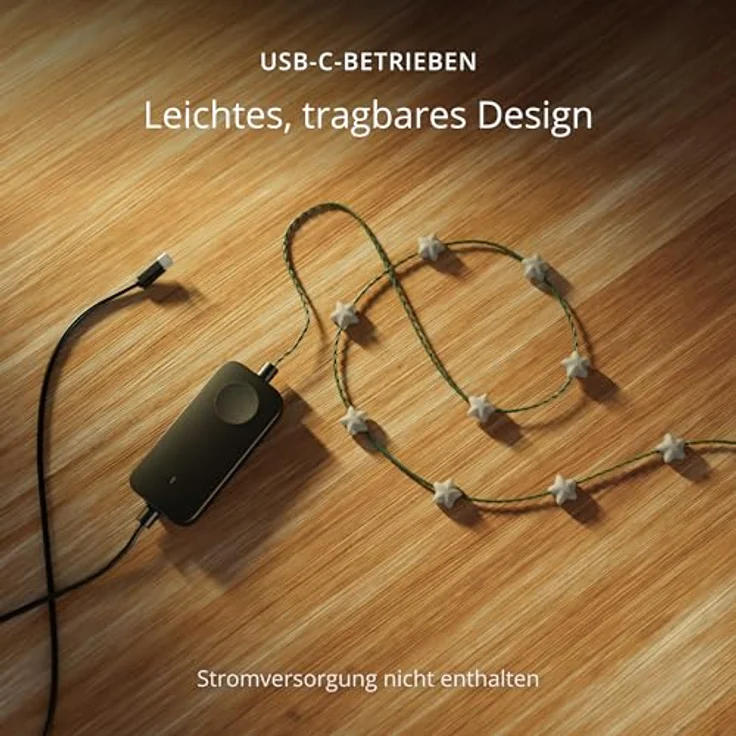 Twinkly Strings Star 200 LED, Sternförmige LED-Lichterkette, RGB LED-Lichter, Kompatibel mit Alexa & Google Home, Gaming-Lichter, Stromversorgung über USB-C, Grünes Kabel, 2x6 m – Bild 4