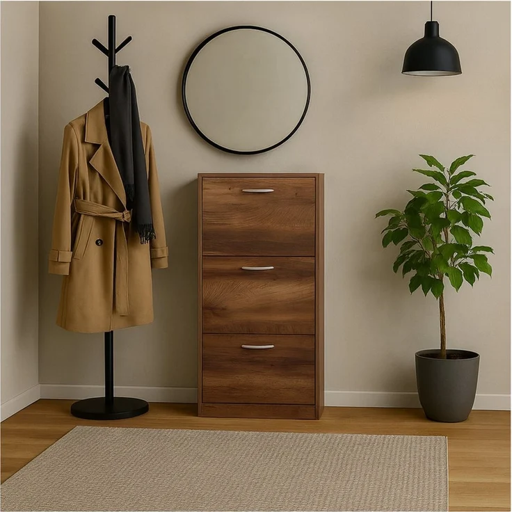 HTI-Living Schuhkipper Schuhschrank Thekla Eiche (Stück, 1 St, 1 Schuhschrank), Schuhkipper mit 3 Fächern – Bild 1